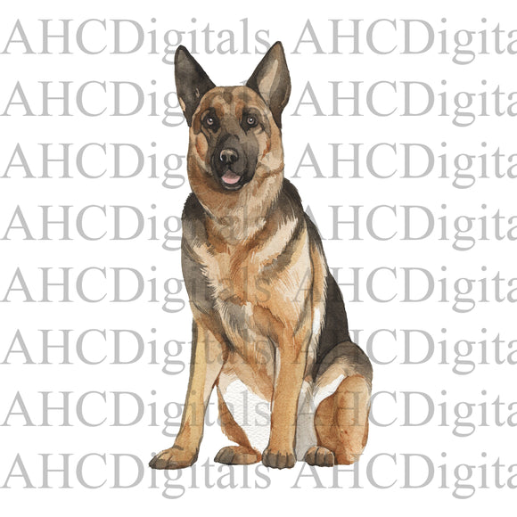 German Shepherd Sublimation Image, German Shepherd Watercolor Image, German Shepherd Digital Download, dog png, cute dog digital download,
